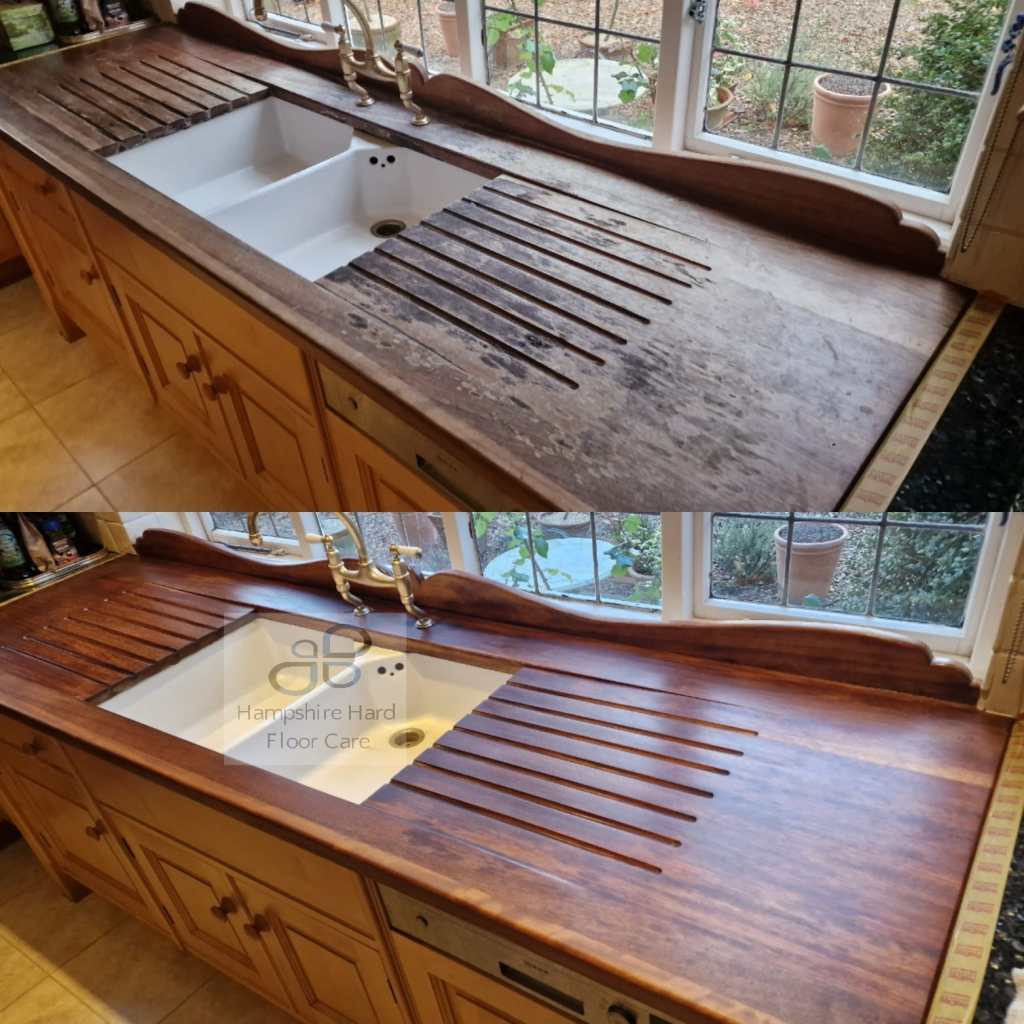 iroko wooden worktop restoration